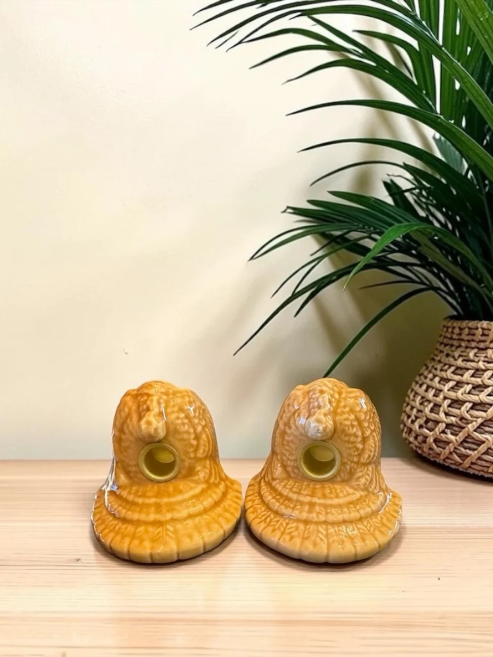 HMK Turkey Ceramic Candlestick Holders Set of 2 Thanksgiving Decor